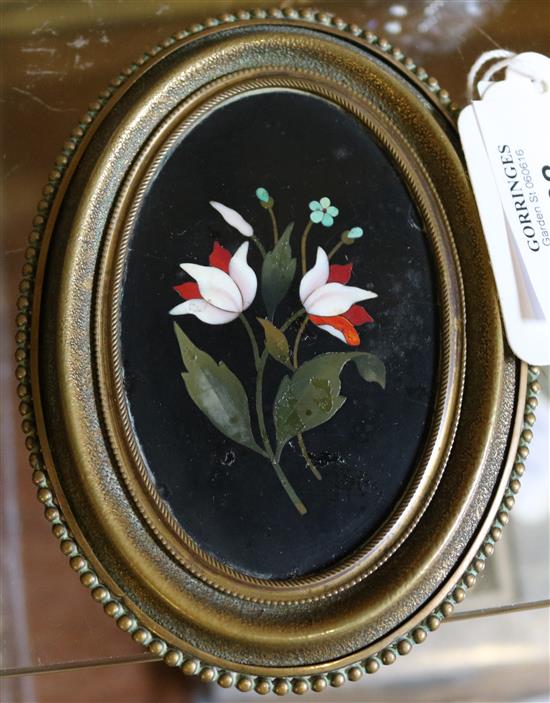 Pietra Dura framed oval panel.